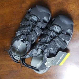 Eddie Bauer Boys Bump Toe Kids Sandal No-Tie Shoe Black/Grey~Youth Sizes 1&2 &13 Eddie Bauer Boys Bump Toe Kids Sandal No-Tie Shoe Black/Grey~Youth Sizes 1&2 &13